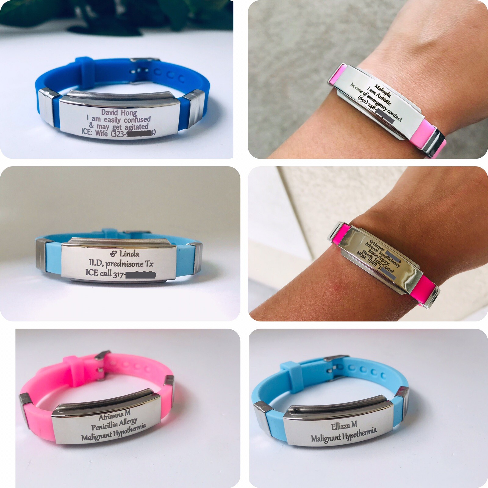 Personalized medical ID bracelet waterproof medical alert emergency bangle