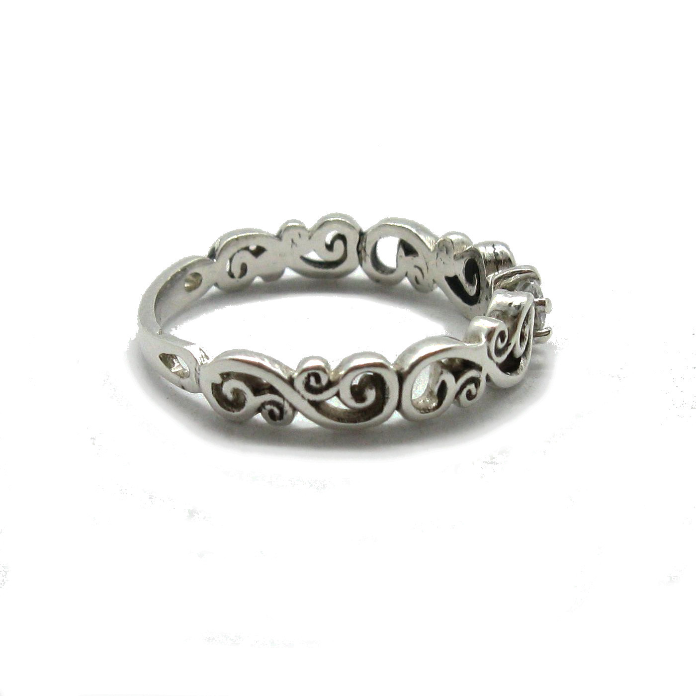 Stylish Sterling Silver Engagement Ring Solid 925 With 3.5mm Cubic Zirconia