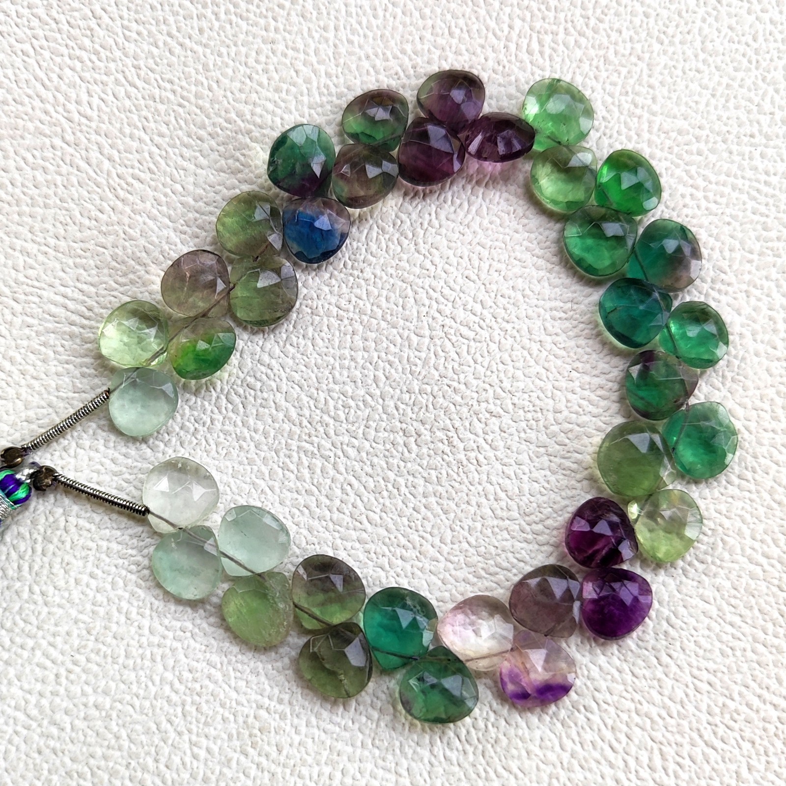 Natural Fluorite 9mm Faceted Heart Beads 8″ Strand Brazil Gemstone Jewelry