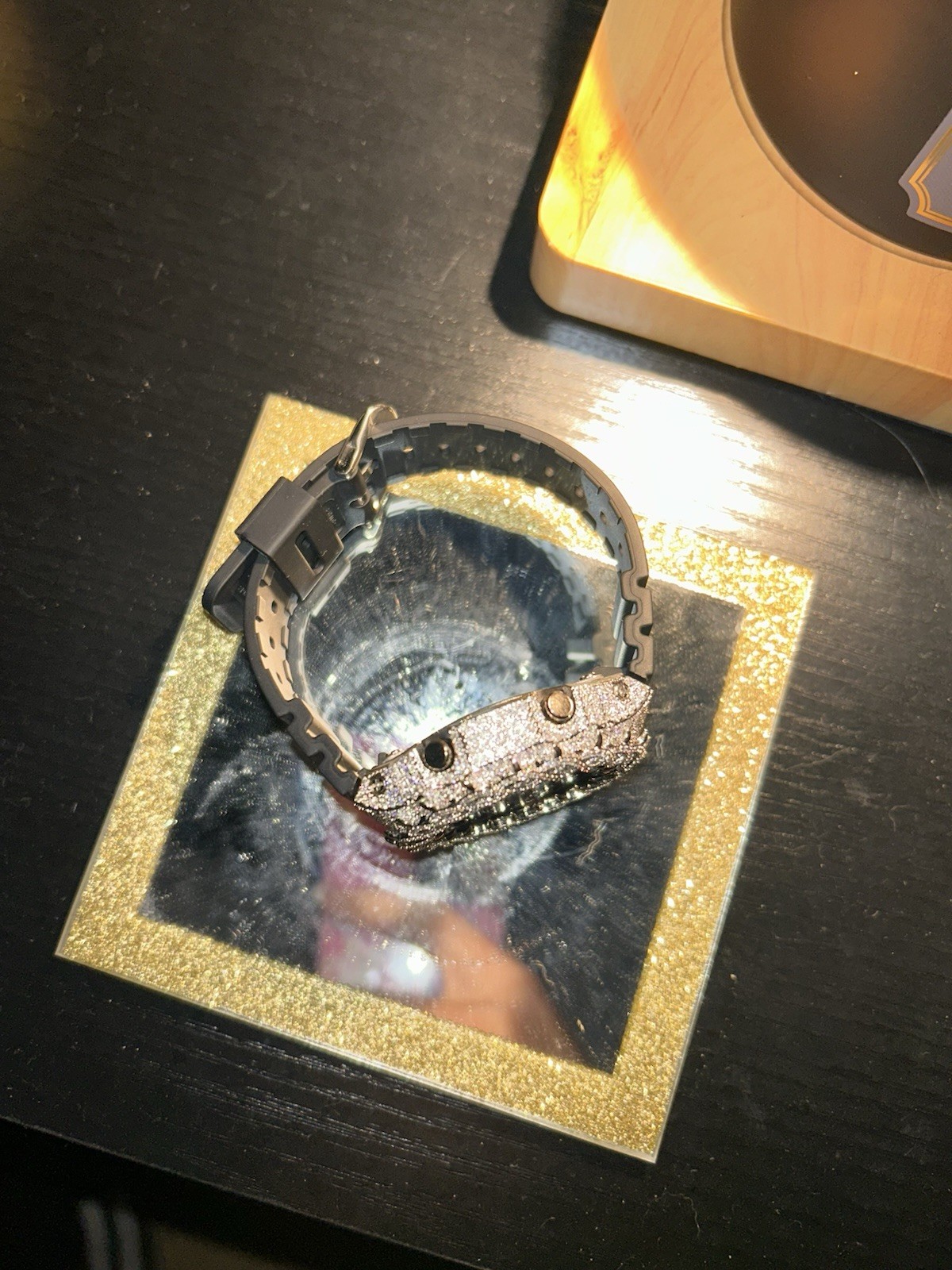 G-SHOCK Analog/Digital Quartz 200m Custom Iced-Out Bezel Black Resin Band