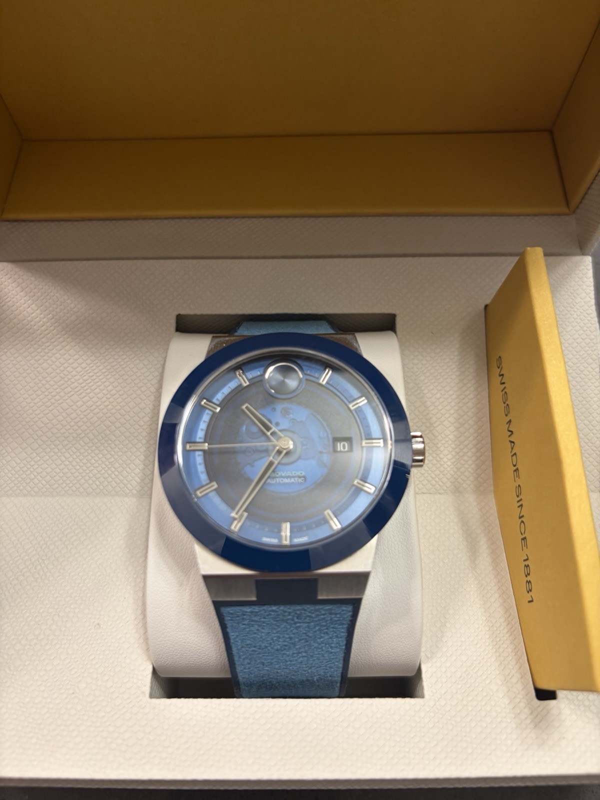 Movado Bold Men’s Watch – Swiss Automatic Self-Winding Silicone Strap Blue Dial
