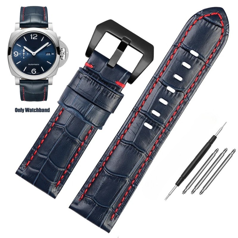 Premium Waterproof Blue Cowhide Leather Watch Band For Panerai PAM688/441/1313