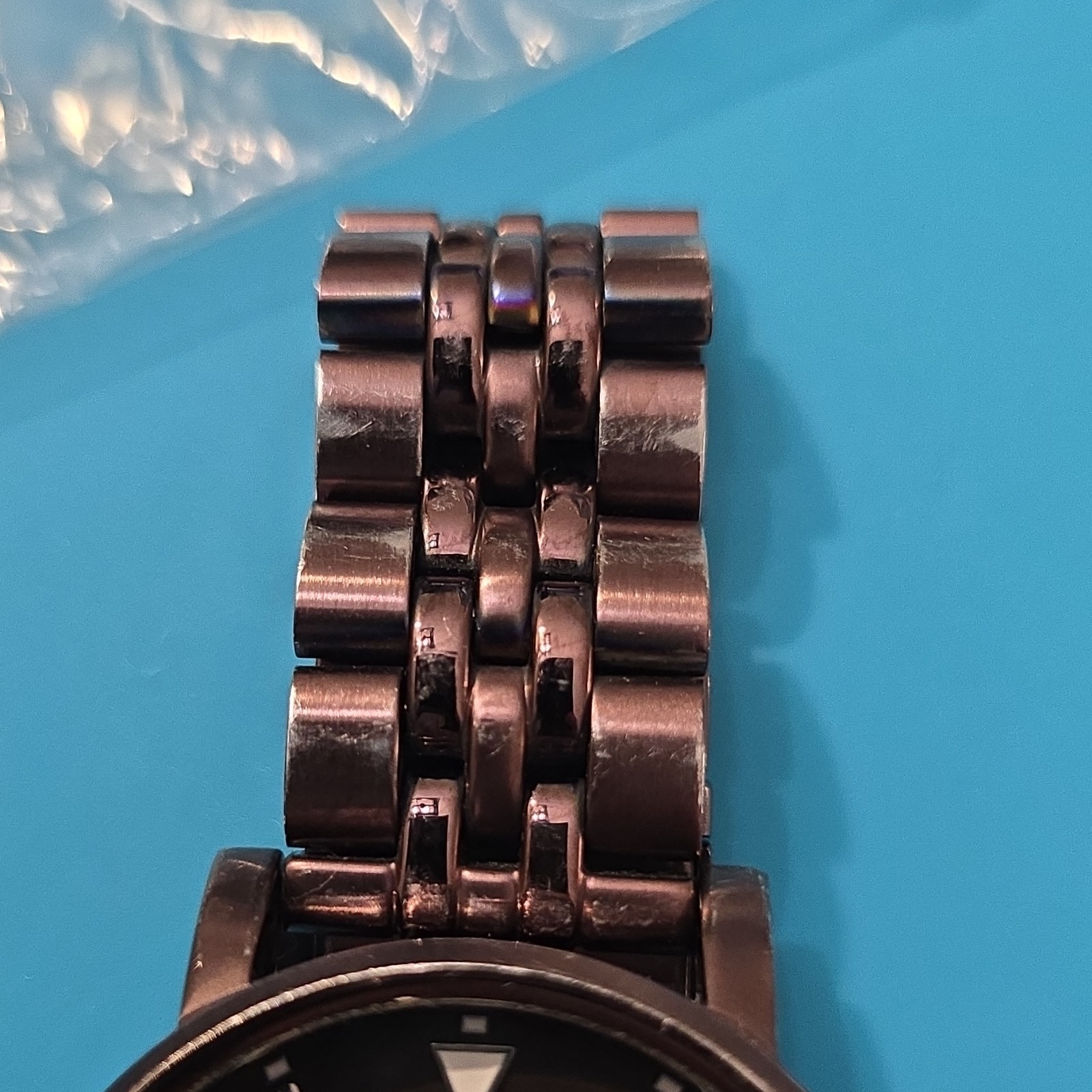 Fossil ES-1905 quartz chronograph black dial brown SS bracelet 50m 38mm case