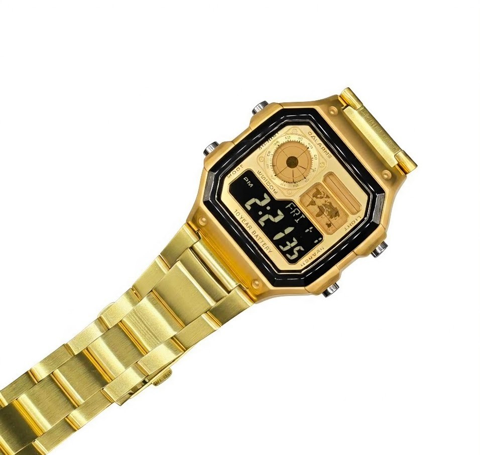 CASIO AE-1200WHD. Royale Watch Mod. All Stainless Steel Gold. Negative Display