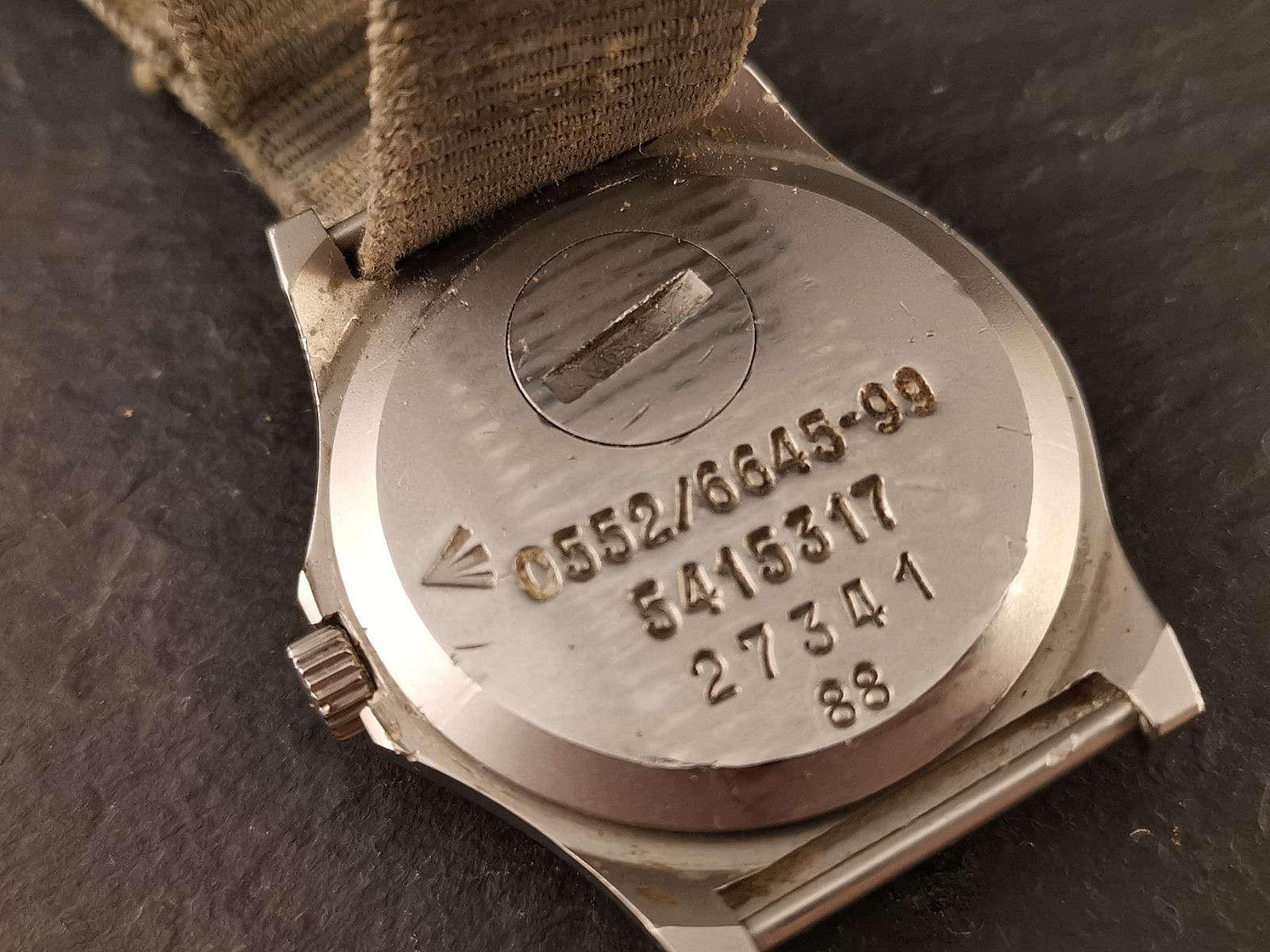 CWC G10 Quartz Watch 0555 Royal Navy Issued. Dated 1988. Working. Bonded strap.