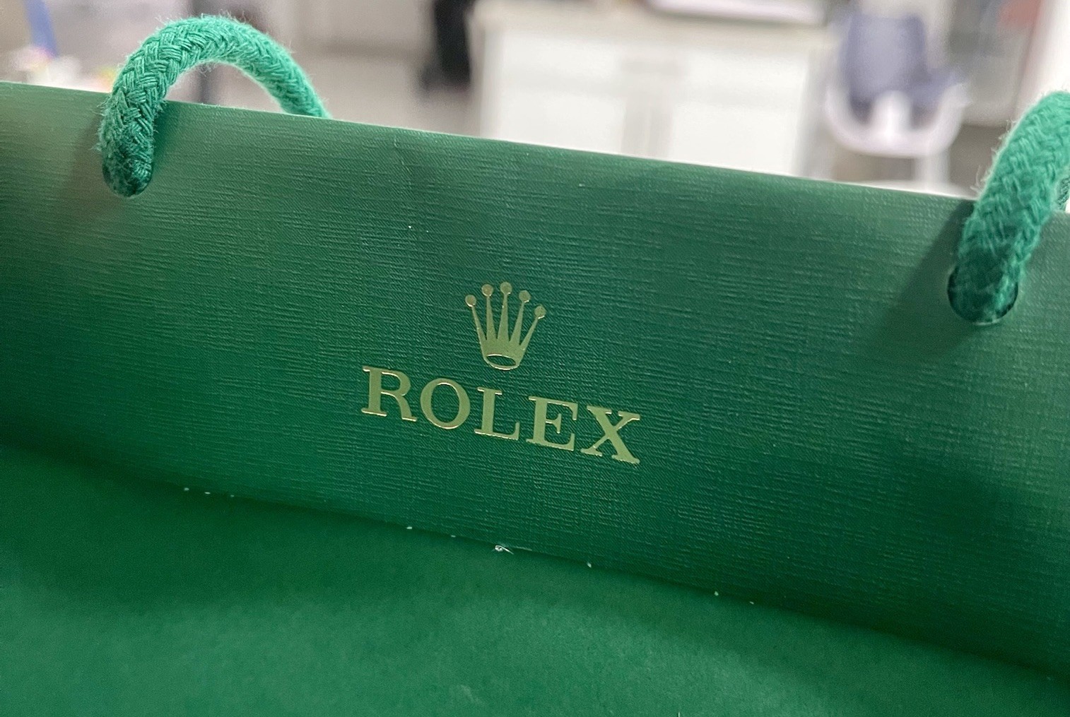100% Authentic Rolex Green Medium Shopping Bag Fits Medium And Large Rolex Box