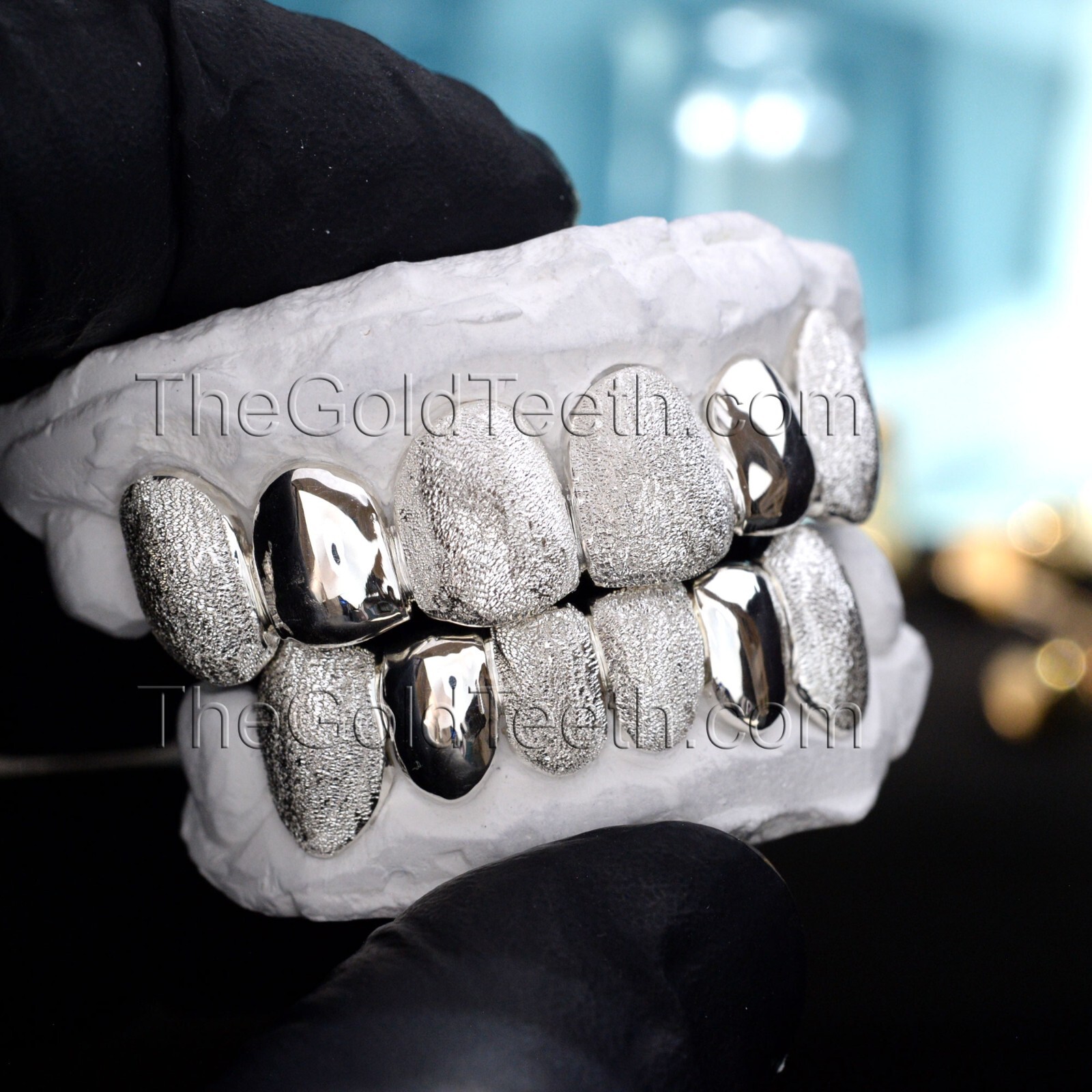 Custom Grillz .925 Sterling Silver Diamond Dust Handmade Real Grill Teeth