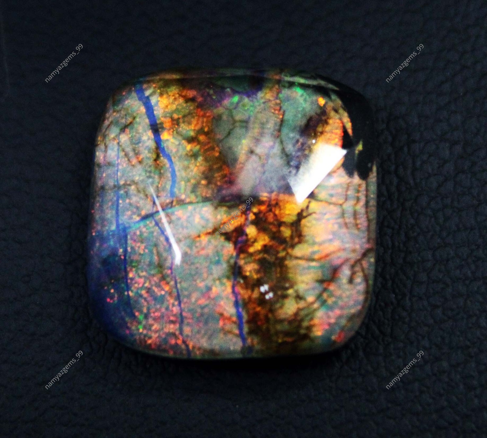 11 Ct Natural Monarch Fire Opal Doublet Cushion Cut Loose Gemstone Certified