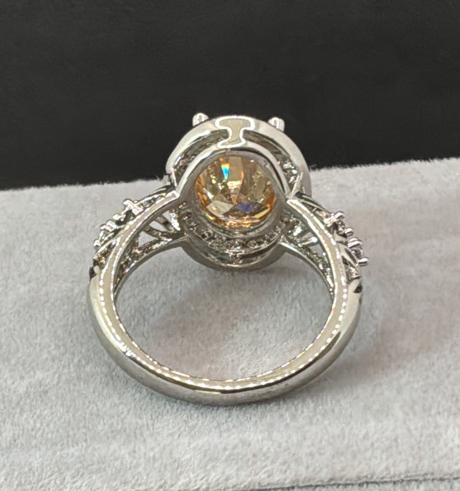 MORGANITE RING – Lab Created – 14X10mm Or 6.0ctw – .925 Sterling Silver!!!