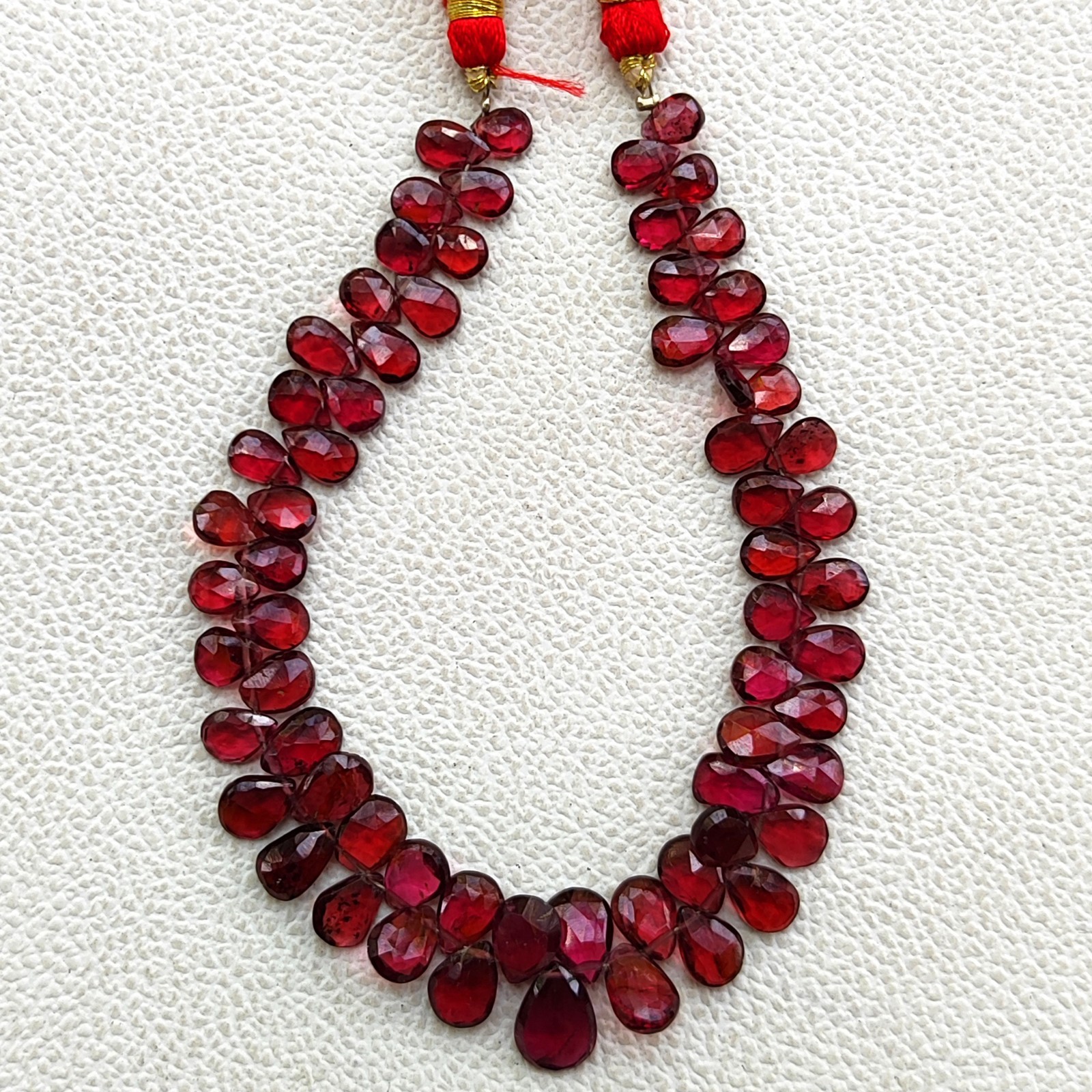 Red Mozambique Garnet Faceted Pear Briolette Beads 7×5 to 11×8 mm 8″ Gem Strand