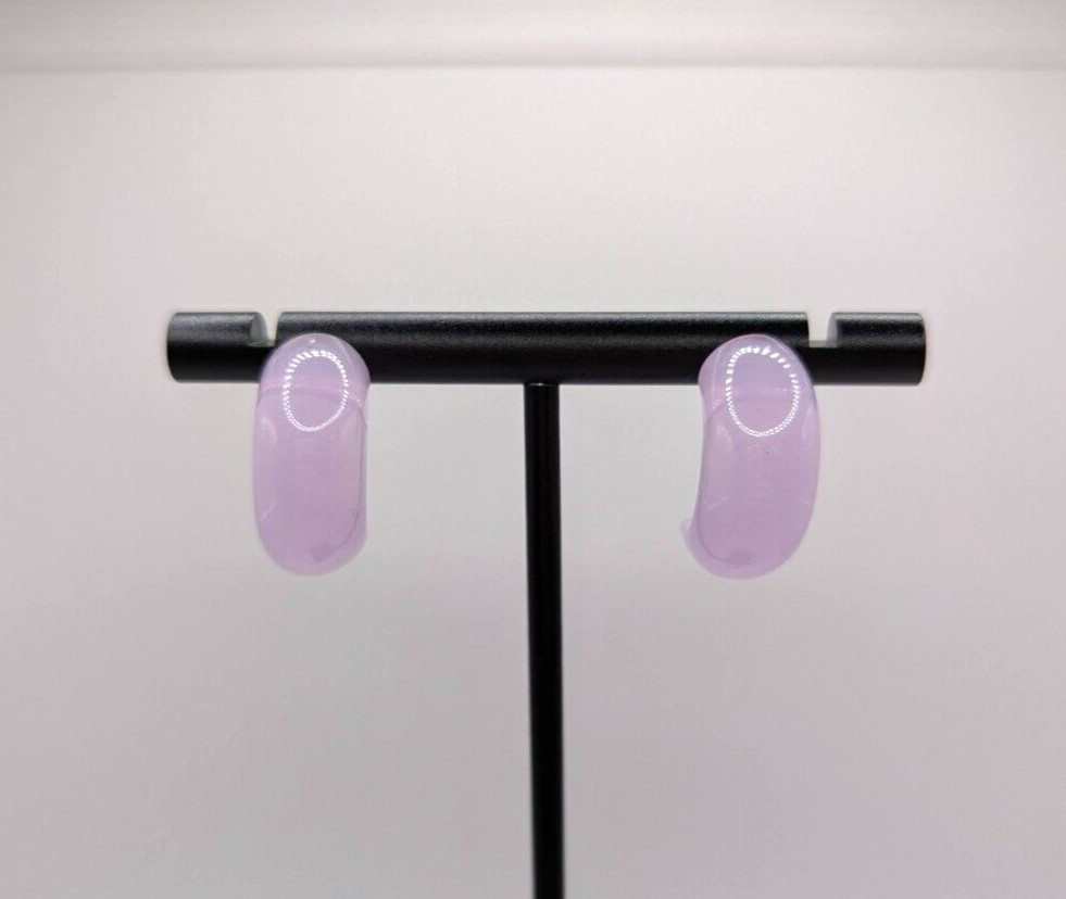 Retro Pale Purple Lavender Transparent Semi-hoop Pretty Cute Stud Earrings