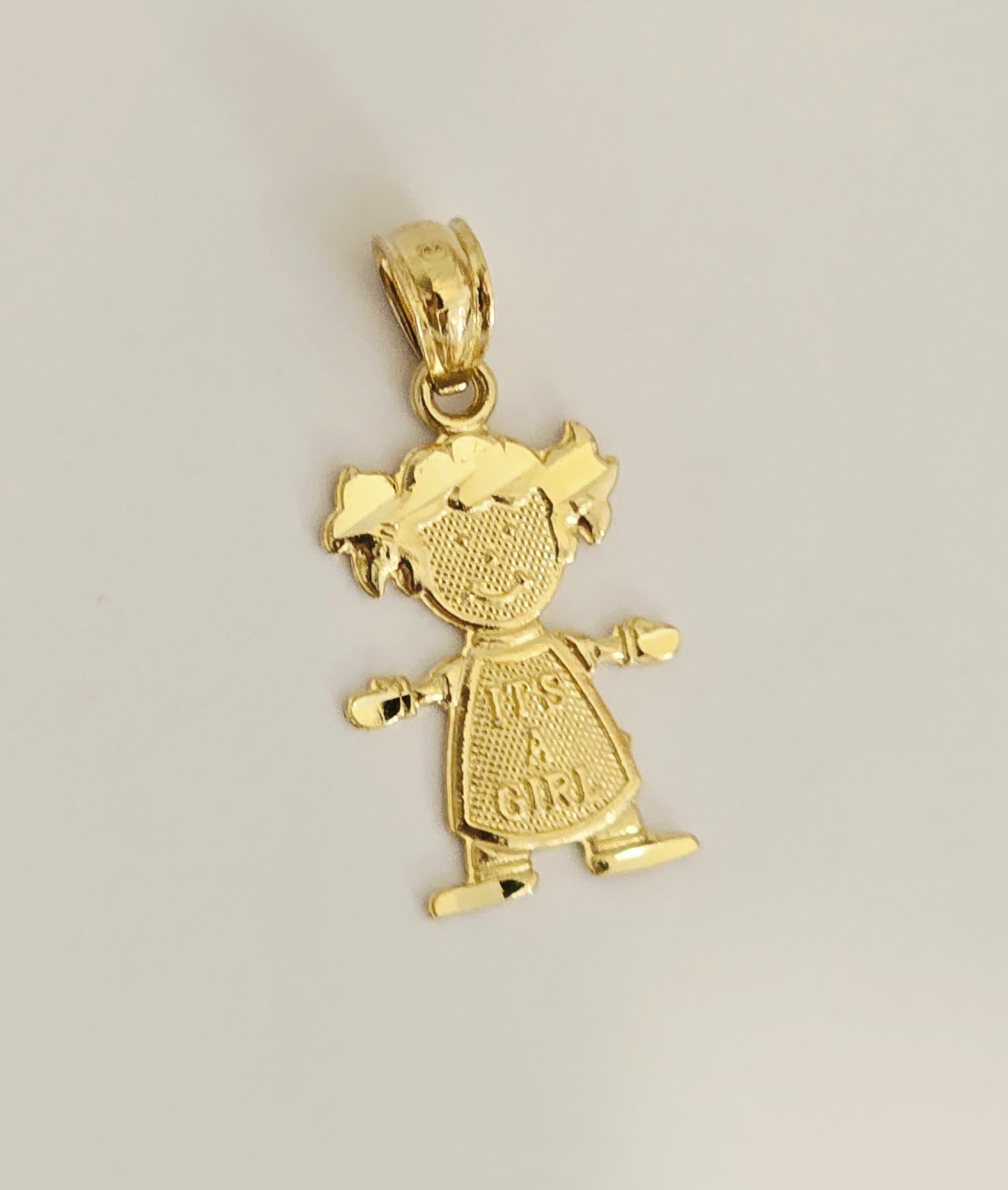 14k Solid Yellow Gold Boy Girl Ninio Children Baby Shower Gift Pendant 12x20mm