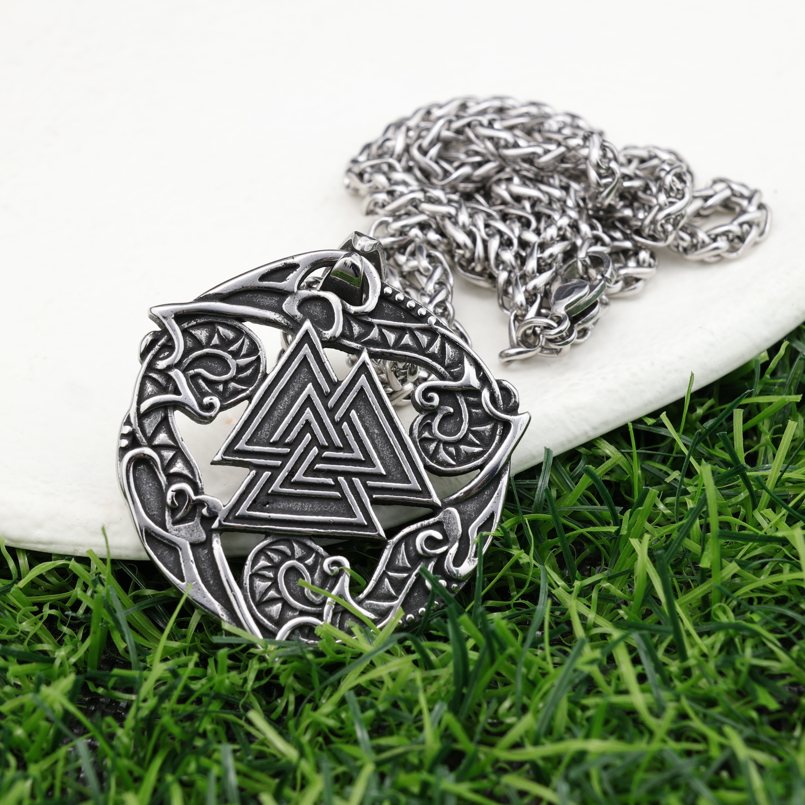 Valknut Rune Odin Viking Necklace For Men Stailess Steel Jewelry With Viking