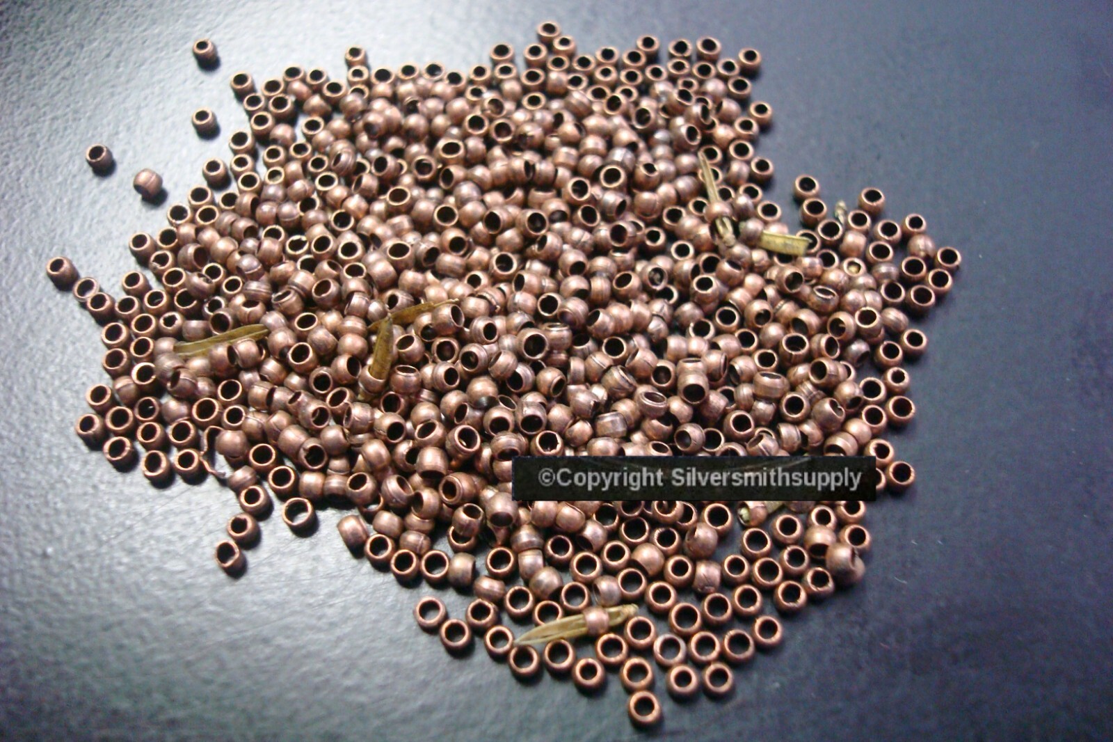 500 Antique copper plated 2x1mm round crimp beads attach necklace clasp FPS164B