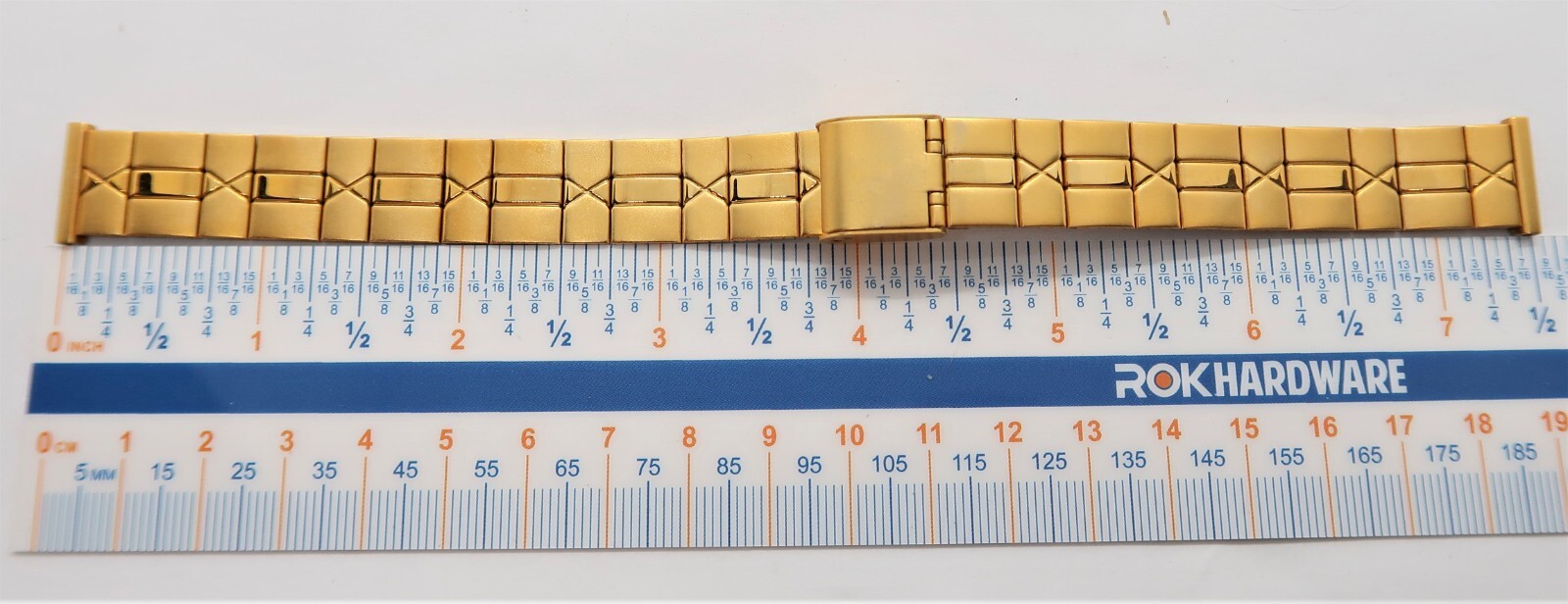 BEAR,Gold Plated ,Straight End,16mm,Adjust Bracelet MEN’S WATCH BAND,Mint B16-40