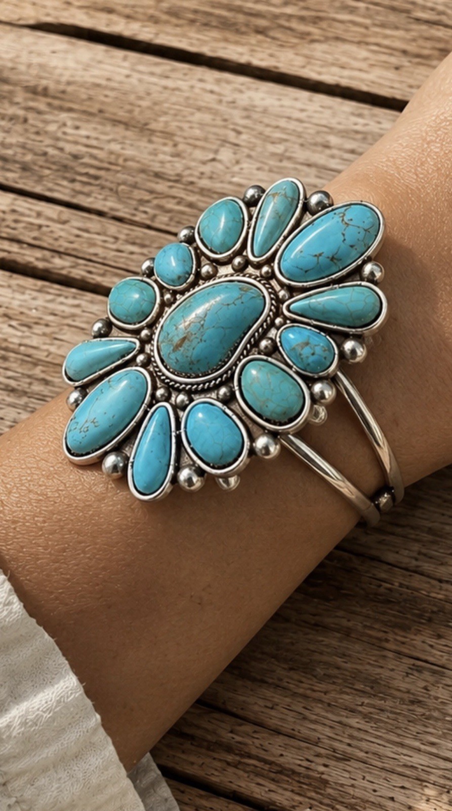Western Turquoise Cuff Bracelet | Large Statement Cuff