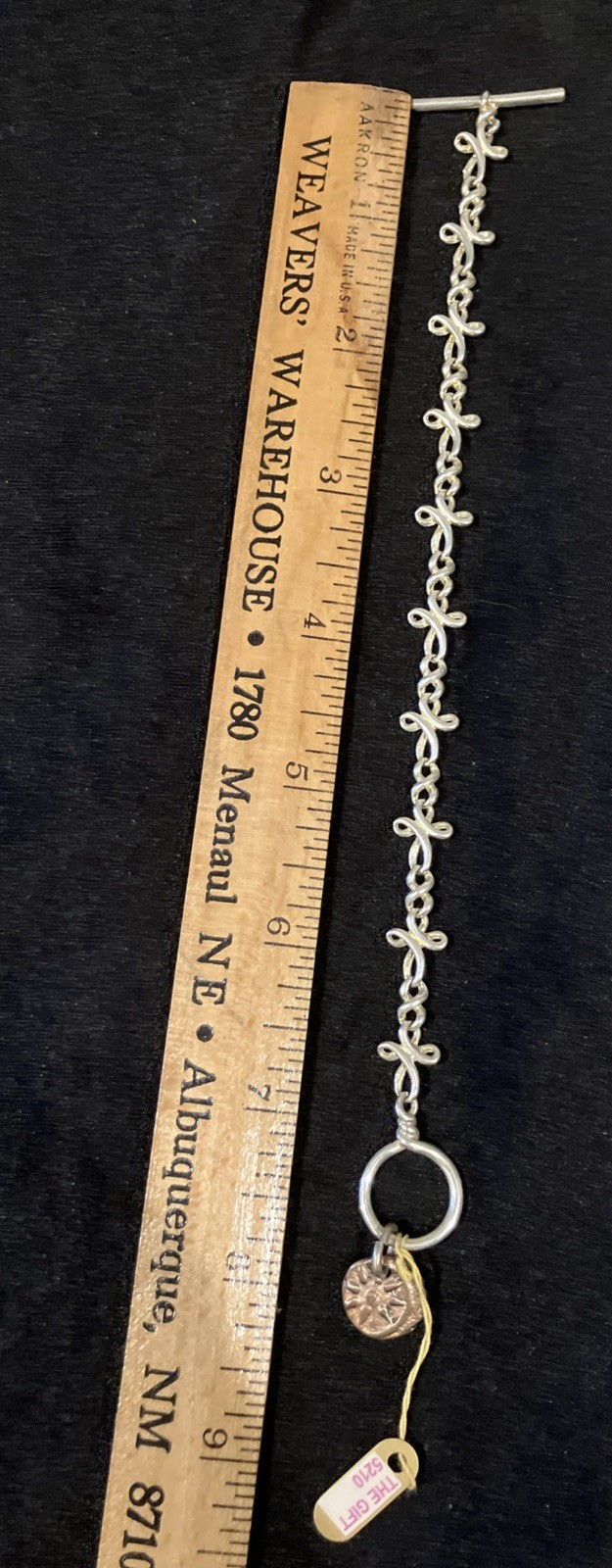 Vintage 2002 Premier Designs The Gift Antiqued SS Plated Bracelet 7.25″ Toggle