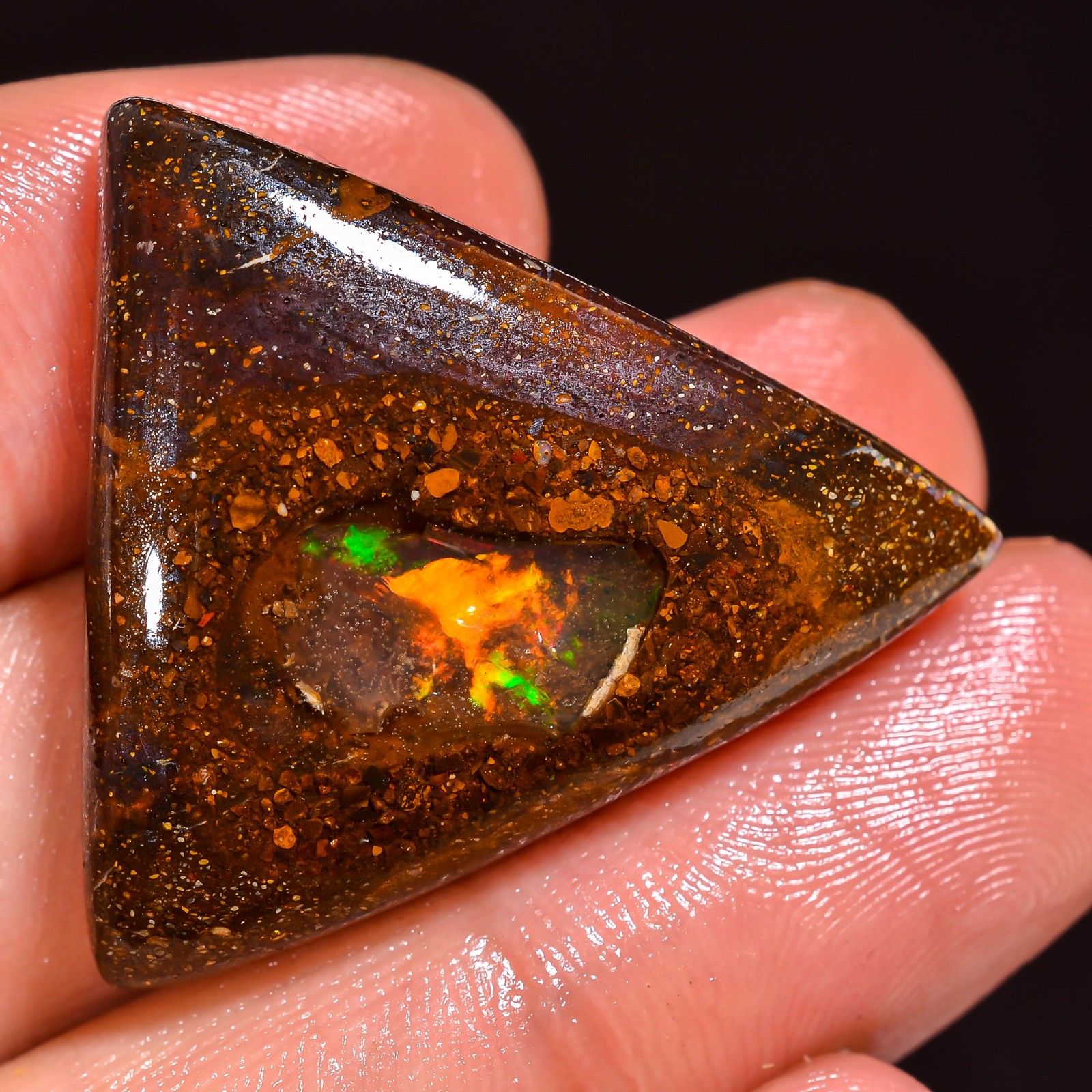 natural BOULDER OPAL shape cabochon loose gemstone 37.80 Cts. (27 x 31 x 07 mm)