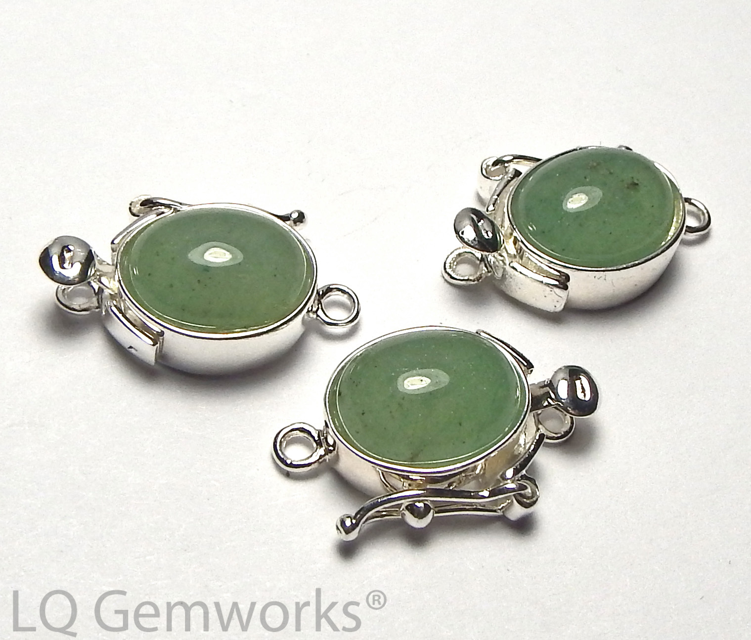 Sterling Silver Box Clasp GREEN AVENTURINE 18mm 1 Piece