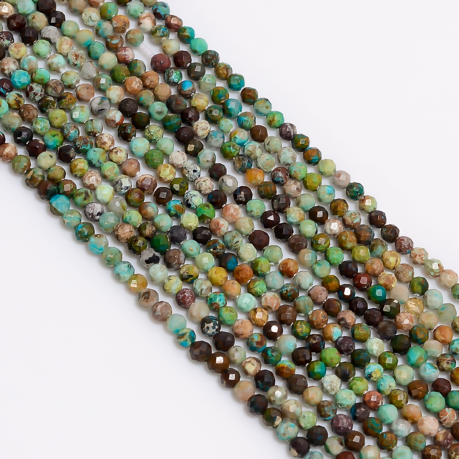 Natural Bio Chrysocolla Gemstone Round Micro Faceted Beads 2.5-3 mm Strand 12.5″