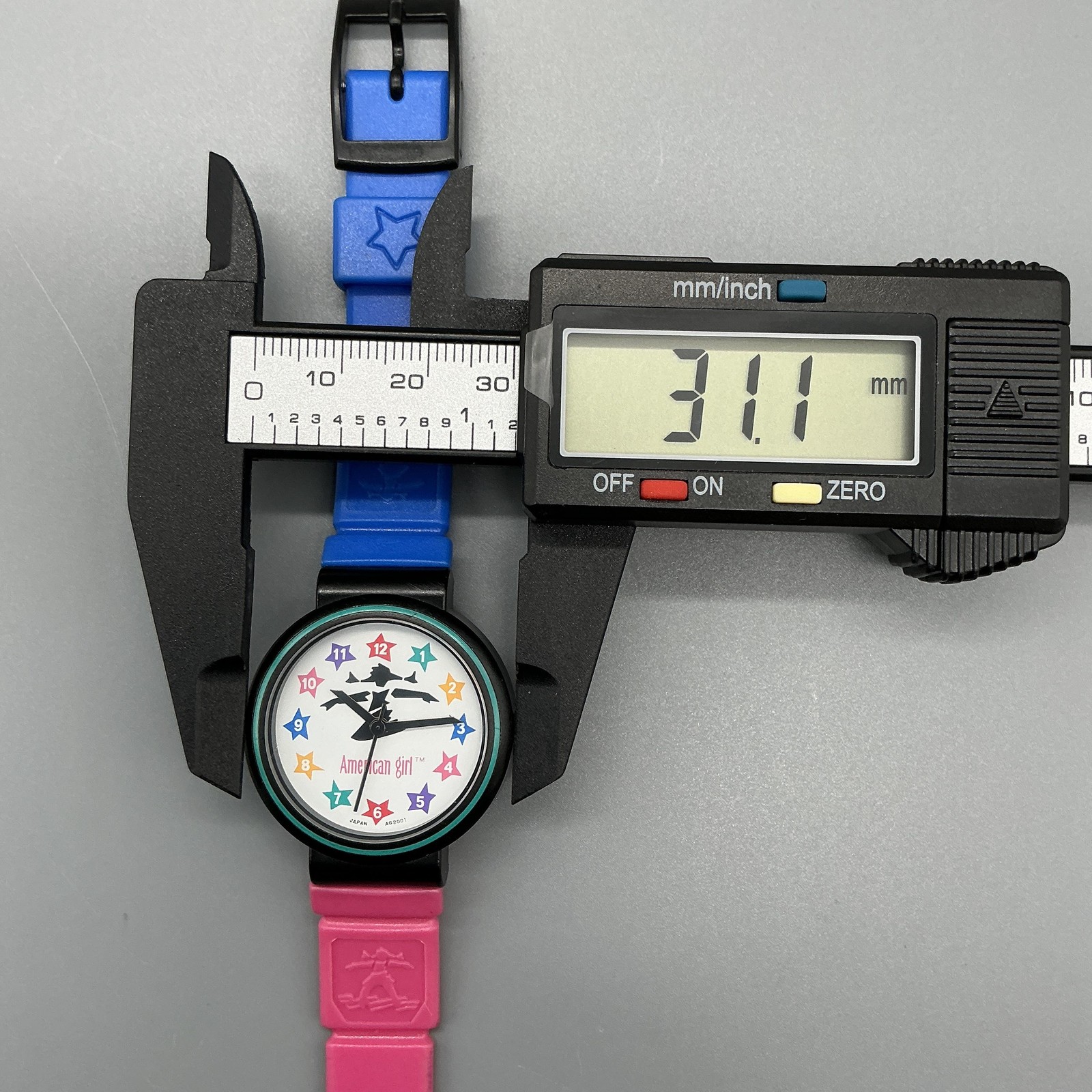 American Girl Girls Watch 31mm White Dial Black Pink Blue 290-Y121 New Battery