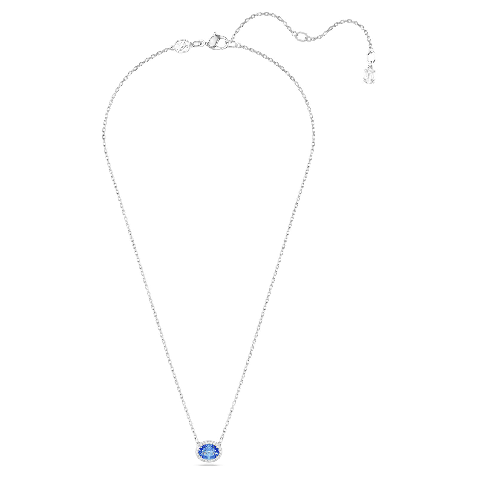Swarovski Una Angelic Necklace Oval Cut, Blue, Rhodium Plated 5671809