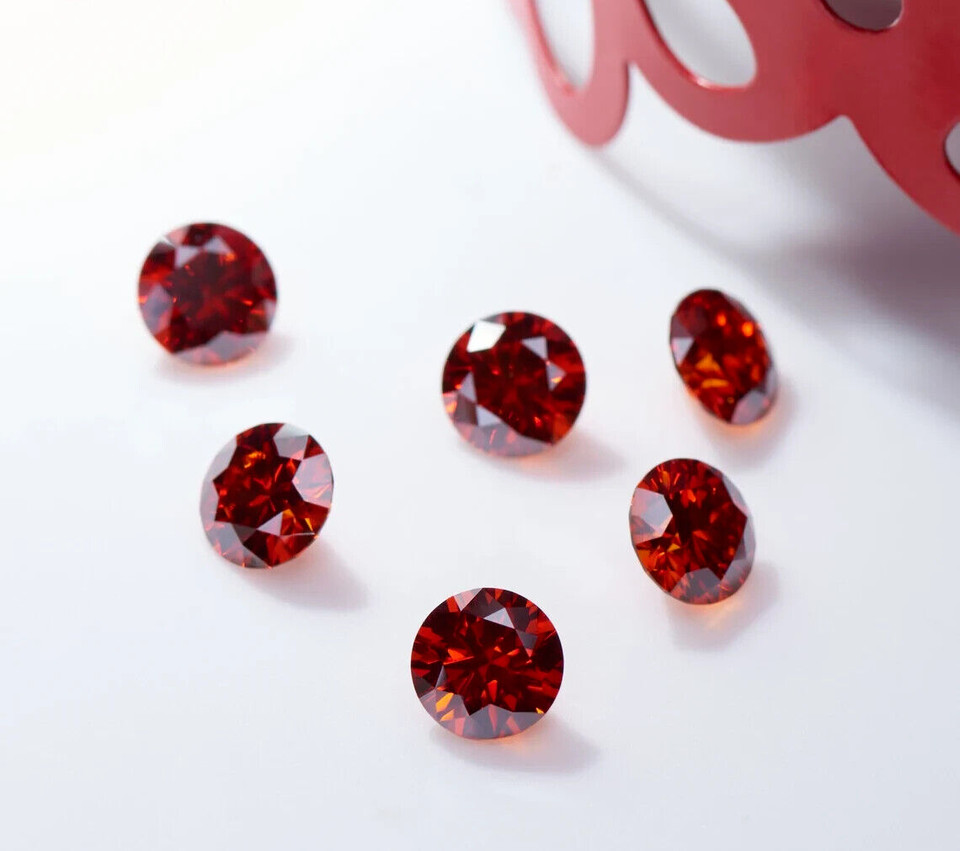 Rare Red Round Diamond 3 Ct VVS1 Loose Stone for Engagement Ring