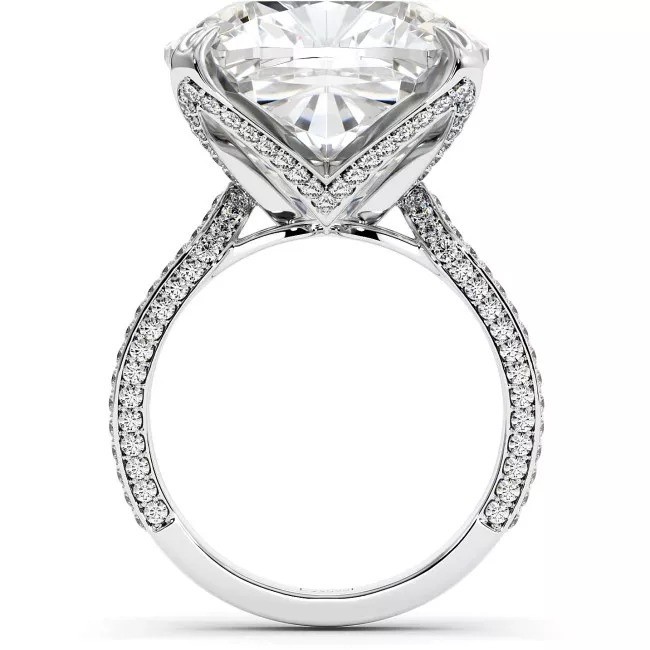 HUGE & RARE 40 Ct Certified Treated Off White Diamond Cocktail Ring, 925 Silver