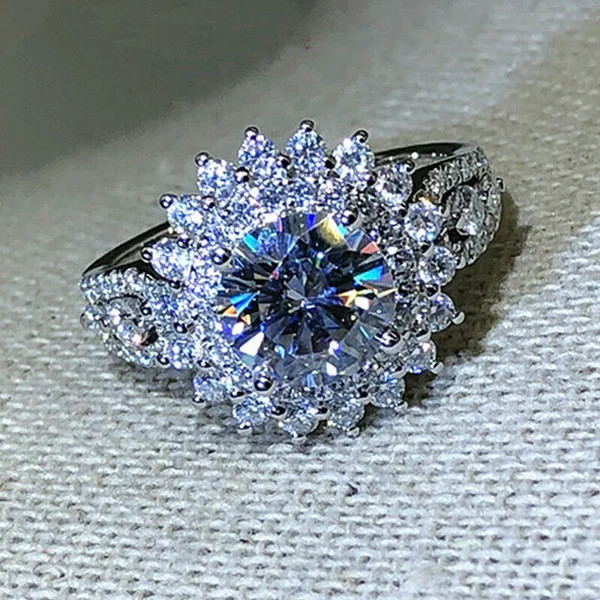 Silver Cubic Zirconia Rings for Women Wedding Engagement Promise Gift Bridal