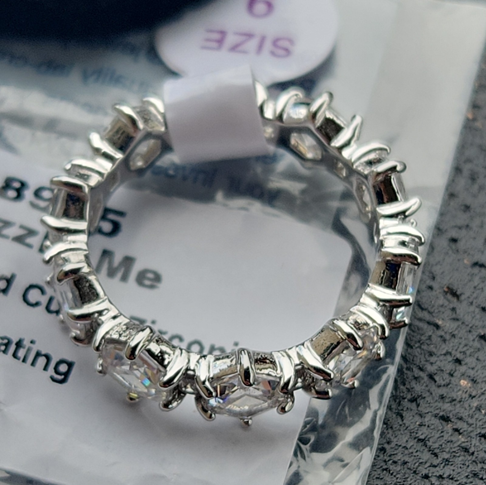 BP “Just Dazzle Me” Ring Size 9 Rhodium Plated Eternity Band Diamond CZ RG68925