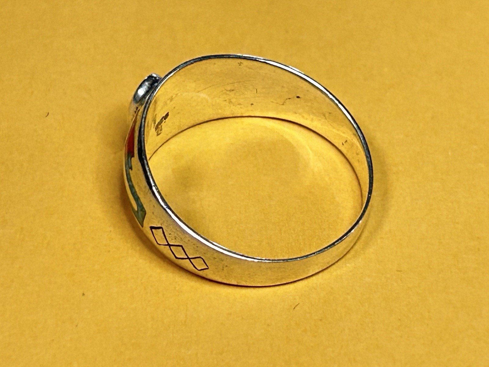 Southwest Silver Ring Native American Indian Style Turquoise with Red Coral