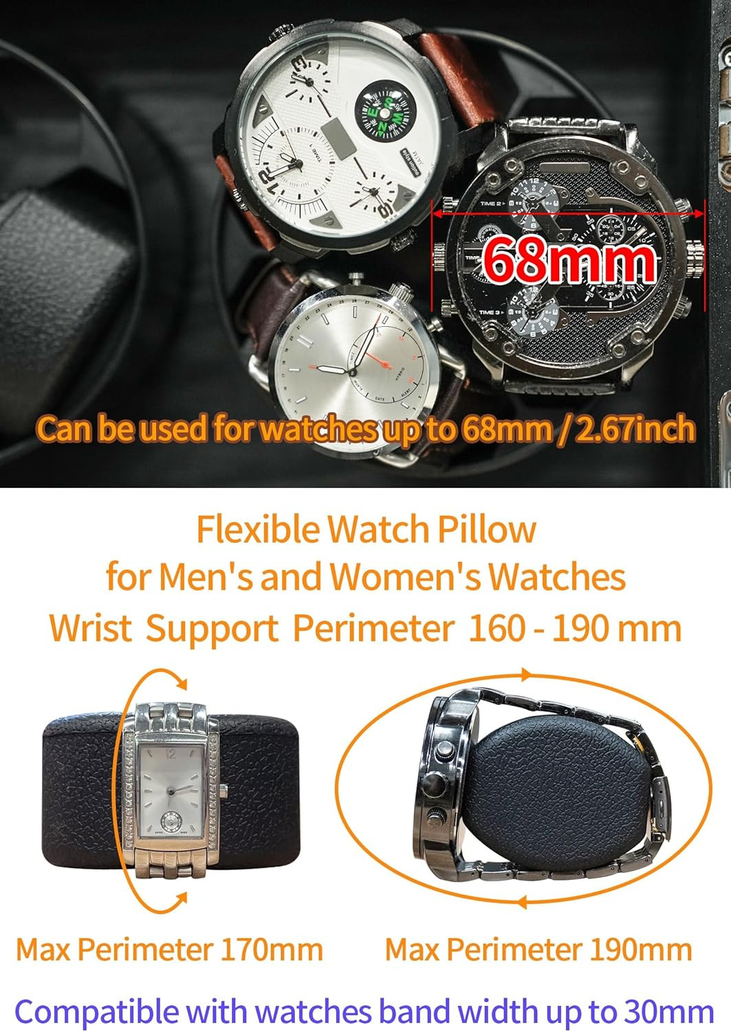 Watch Winder for 4/6/9 Automatic Watches, Rotating Watch Box 5 Rotation Modes Se
