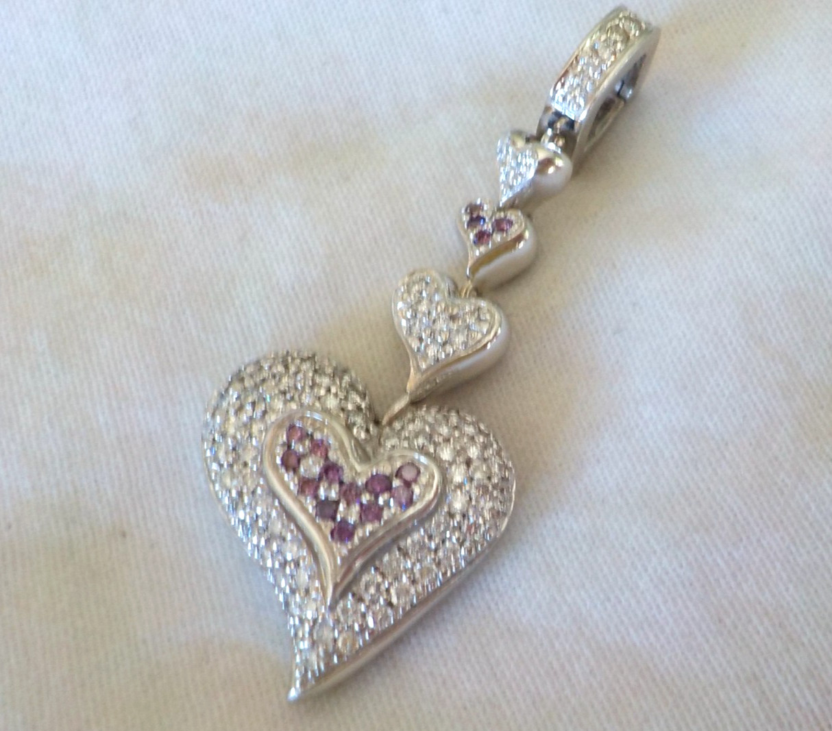 Heavy 18K White Gold Enhancer Diamond Pendant – 13.3 gms, 1.90 in, 0.85 ctw