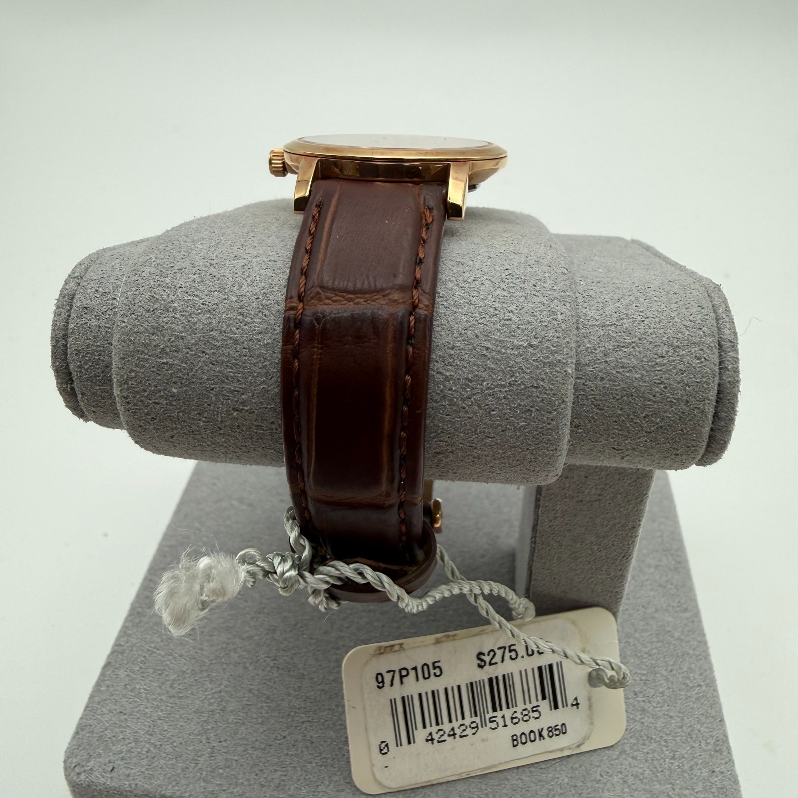 Bulova 97P105 Women’s Quartz Diamond Accents Gold Brown Leather 27mm Watch NEW