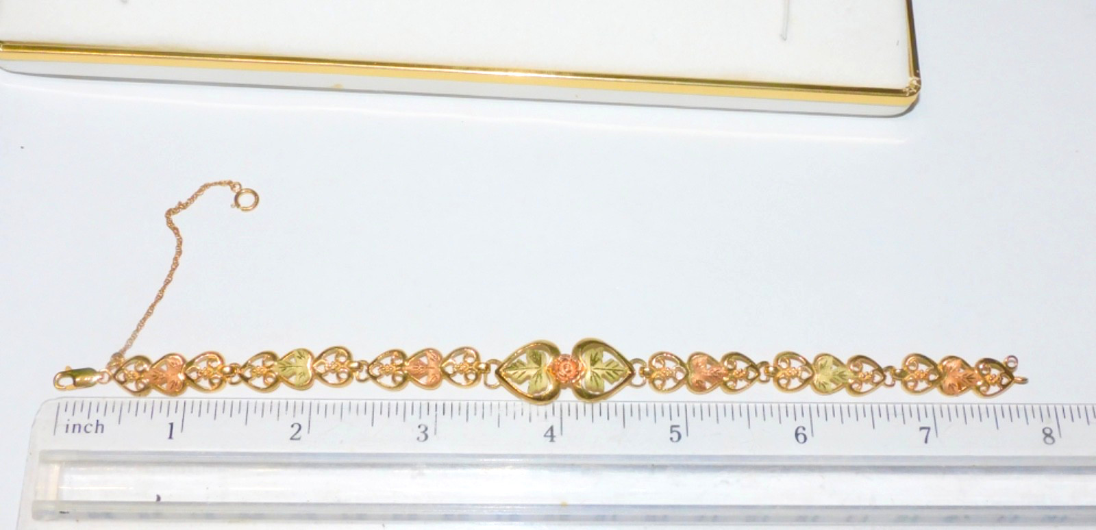 Black Hills Gold 10k Heart Rose Link Bracelet