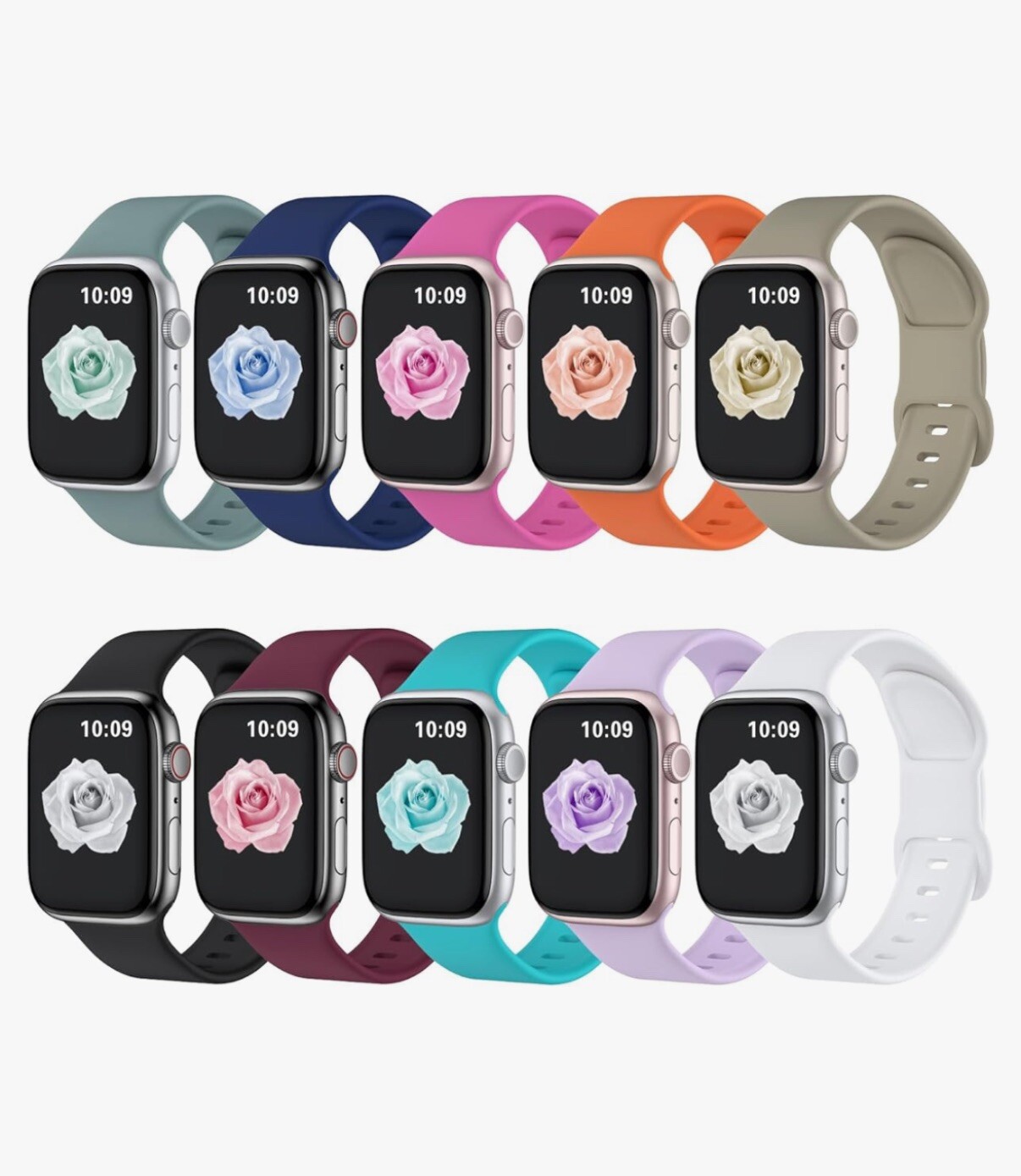 10 Pack Sport Bands Compatible with Apple Watch Band 38mm 40mm 41mm 42mm 44mm…