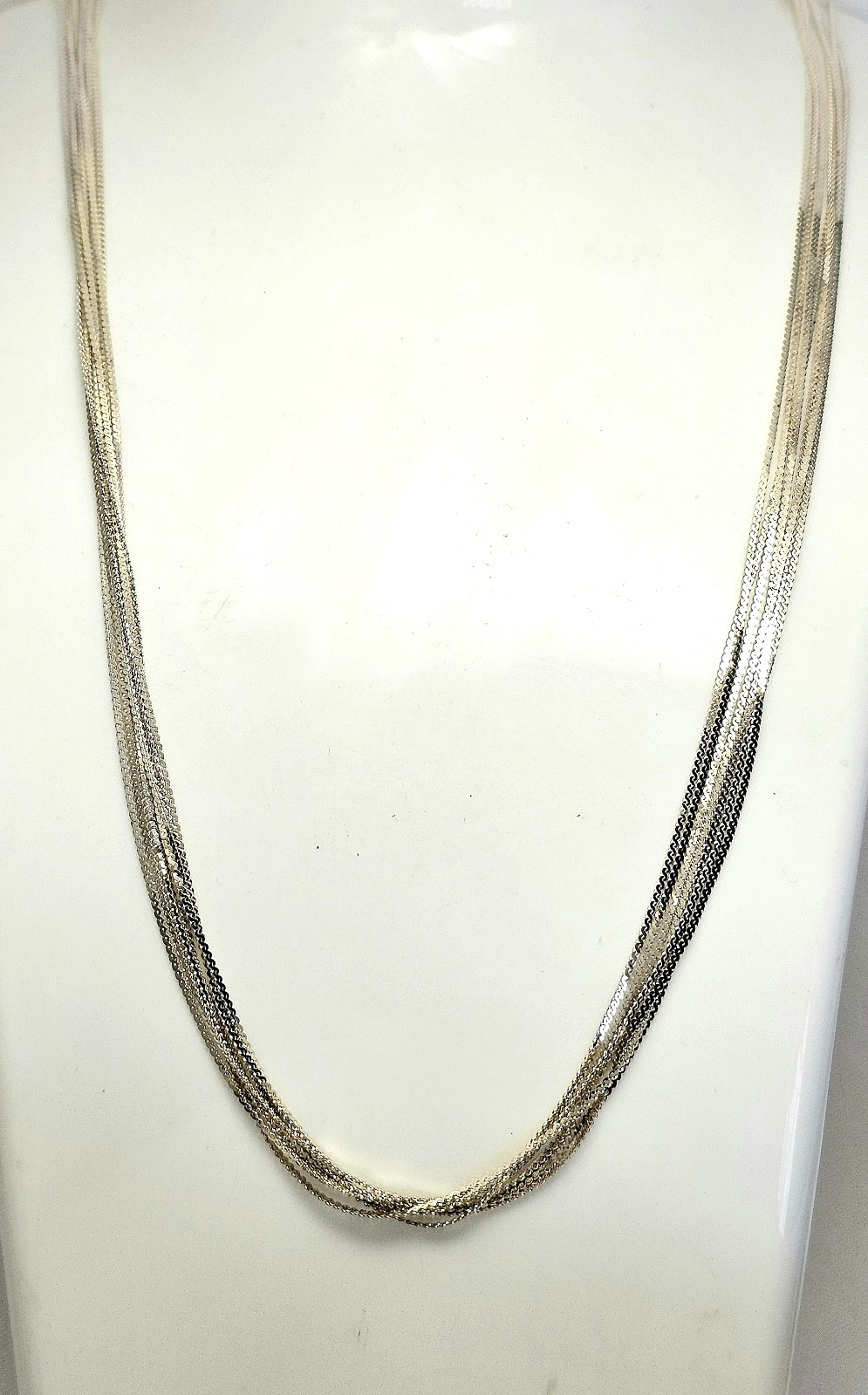 Sterling Silver Necklace Multi 7 Strand Chain Necklace 30″ L 12.2 Grams Jewelry