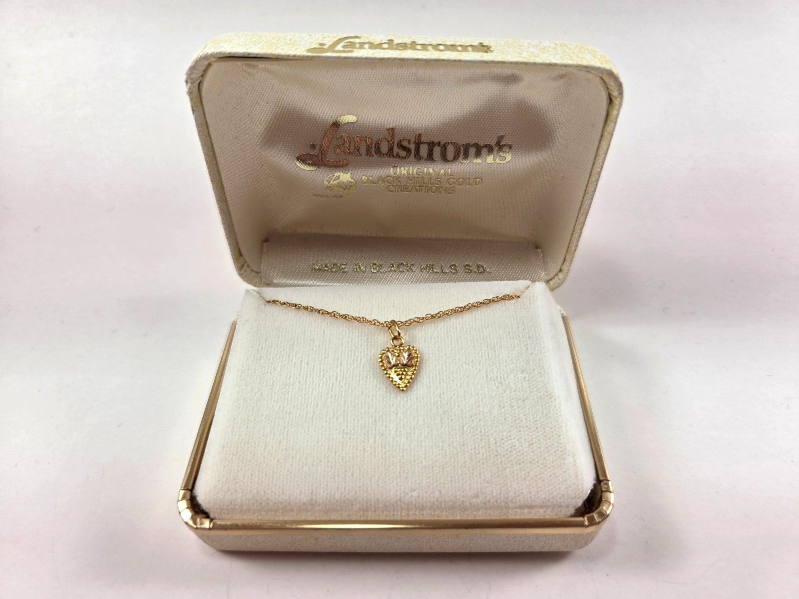 Landstrom’s 10K Black Hills Gold Heart Necklace – NIB (F3137)