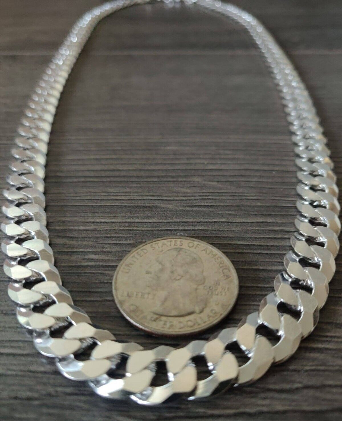 cadena de plata 925 Italiana 26″ larga 10mm 925 silver chain made in Italy