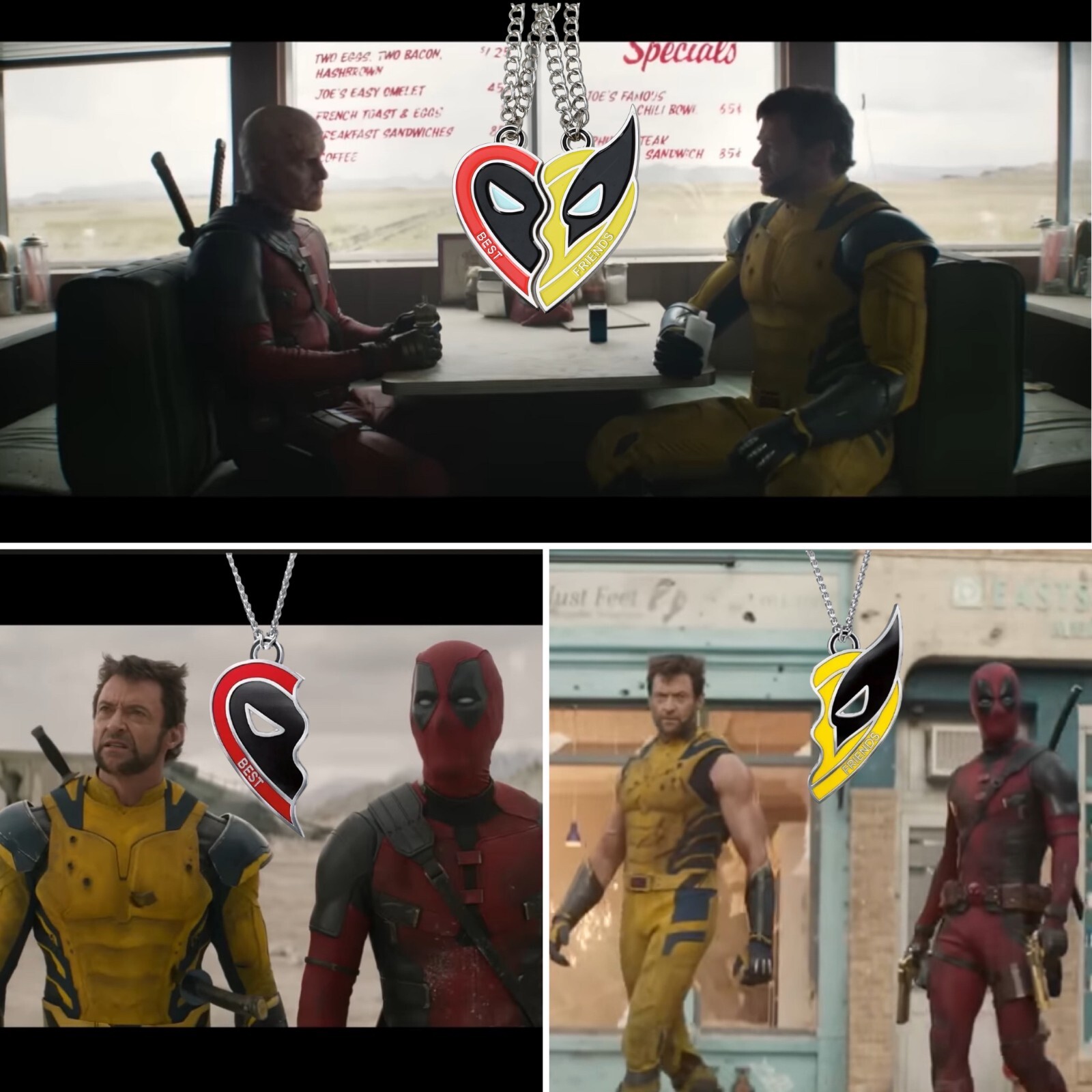 Deadpool & Wolverine Best Friends Friendship Necklace inspired Marvel Superhero