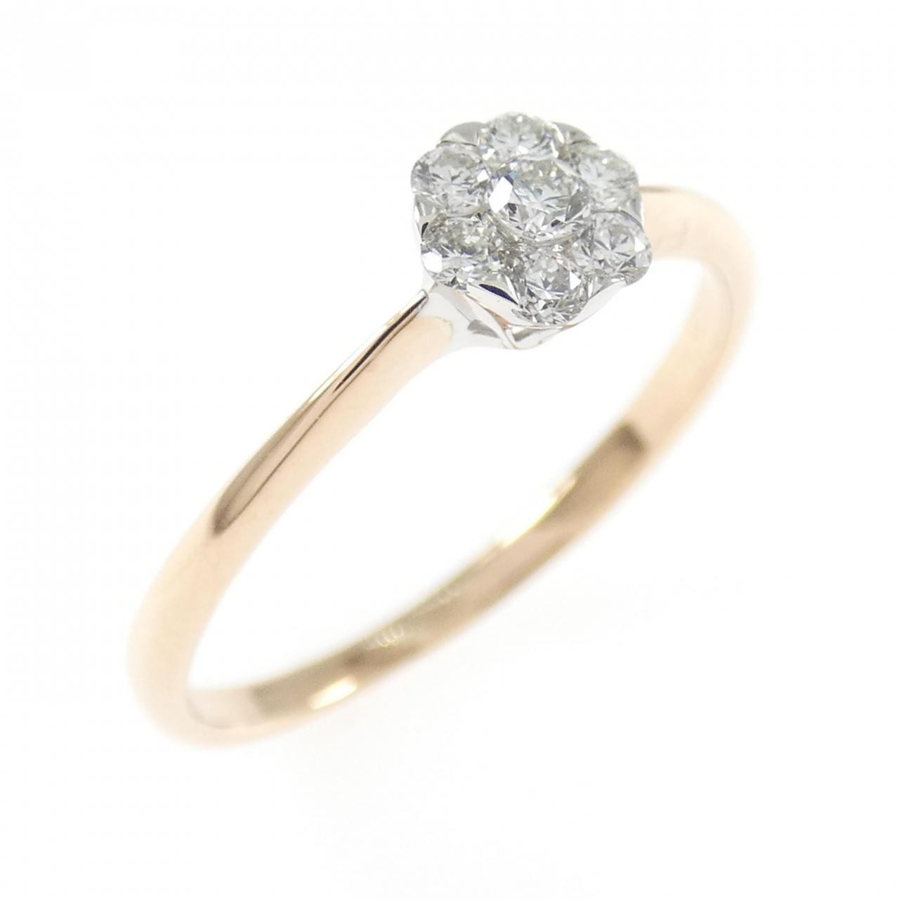 Authentic K18PG/K18WG Flower Diamond Ring 0.15CT #230-000-429-4954