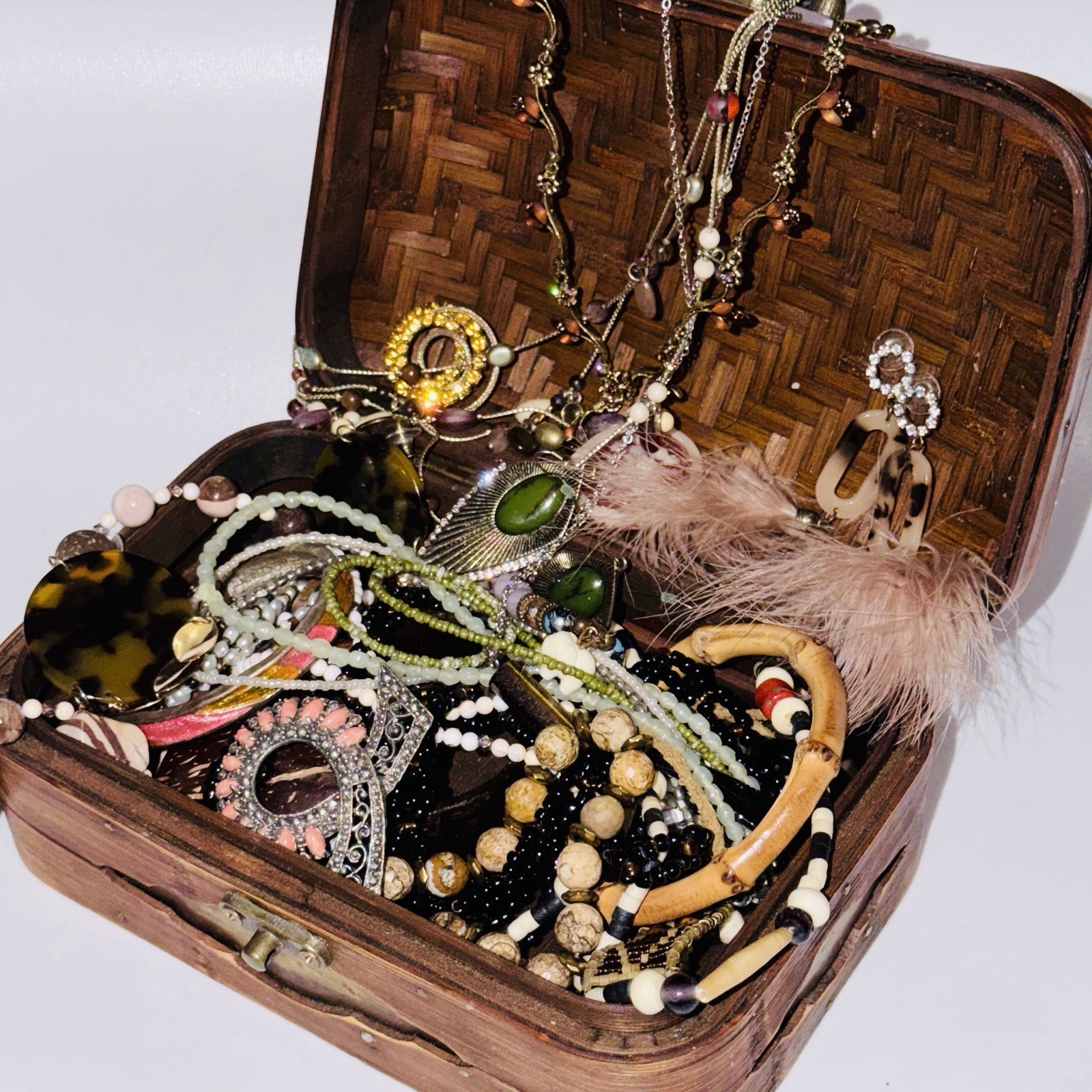 Nature Inspired Jewelry Lot 30 pc All Wearable Woven Box Included