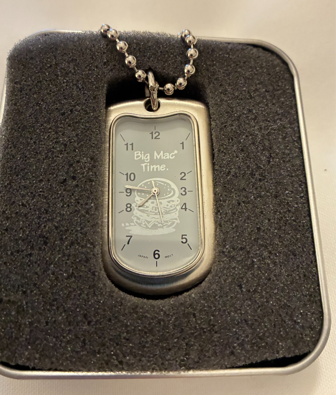 Rare McDonald’s BIG MAC TIME Promotional Quartz Pocket Watch w/Presentation Case