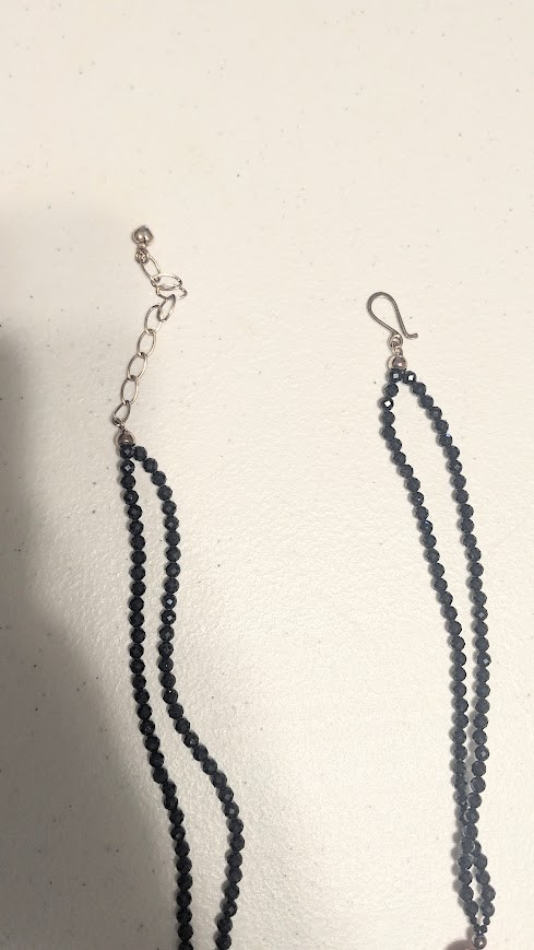 Simon Sebagg Brown Beaded Necklace – Black chain with Orange/Earth Tone Beads