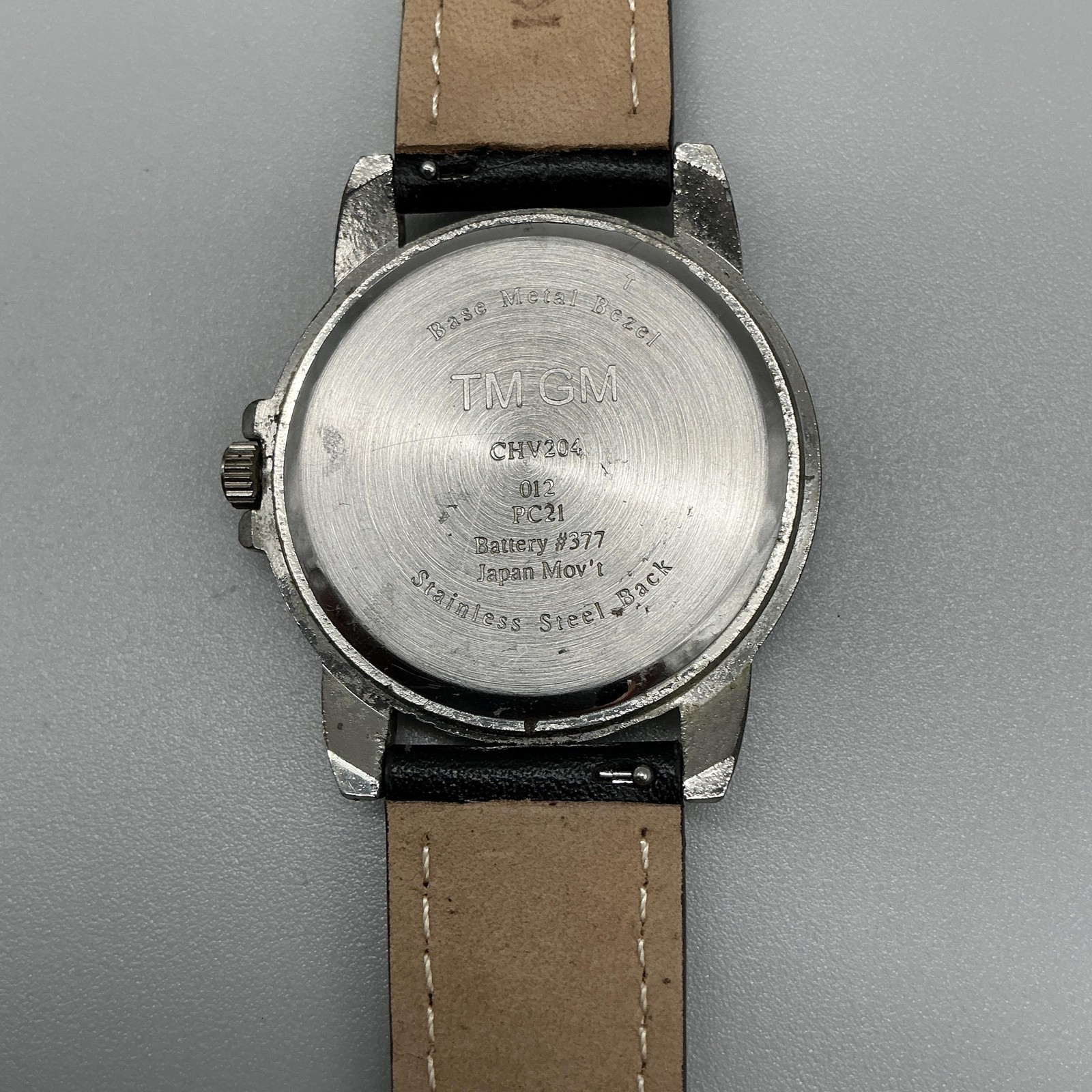 Chevrolet Mens Watch 40mm Silver Tone Chevy Truck Dial Black Leather New Battery