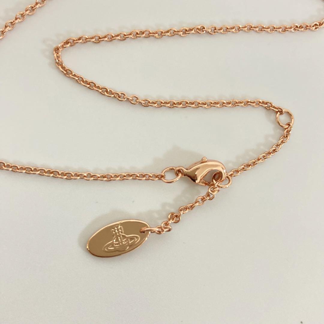Vivienne Westwood Necklace Petite Rhinestone Pink Gold w/drawstring