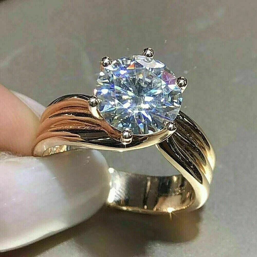 3ct Round Cut Lab Created Diamond Engagement Ring 14k Yellow Gold Finish