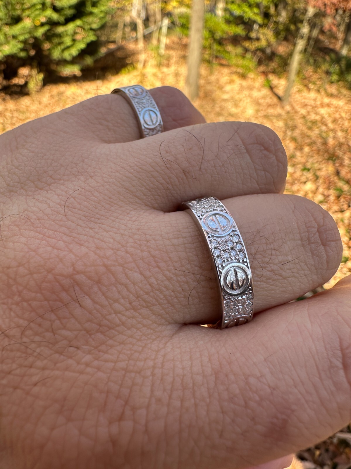 Real Iced Moissanite Eternity Band Wedding Screw Ring Pass Tester 925 Silver 5mm