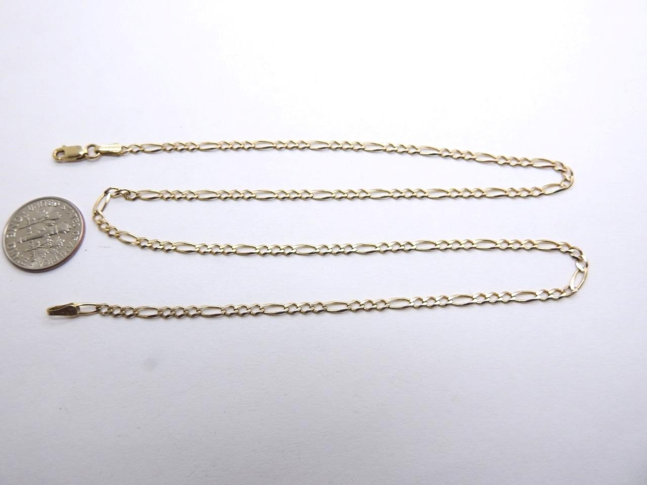 14K Solid Yellow Gold Figaro link Chain Necklace 18.5″ inch 4 Grams 2.50 mm