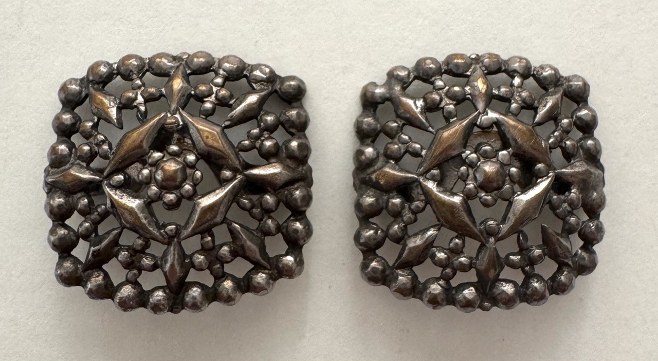 Vintage Deco Square Button Covers C&G Co. 1922 Patent Burnished Copper Tone 1″